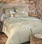 Chickadees and Apple Trees Duvet Cover