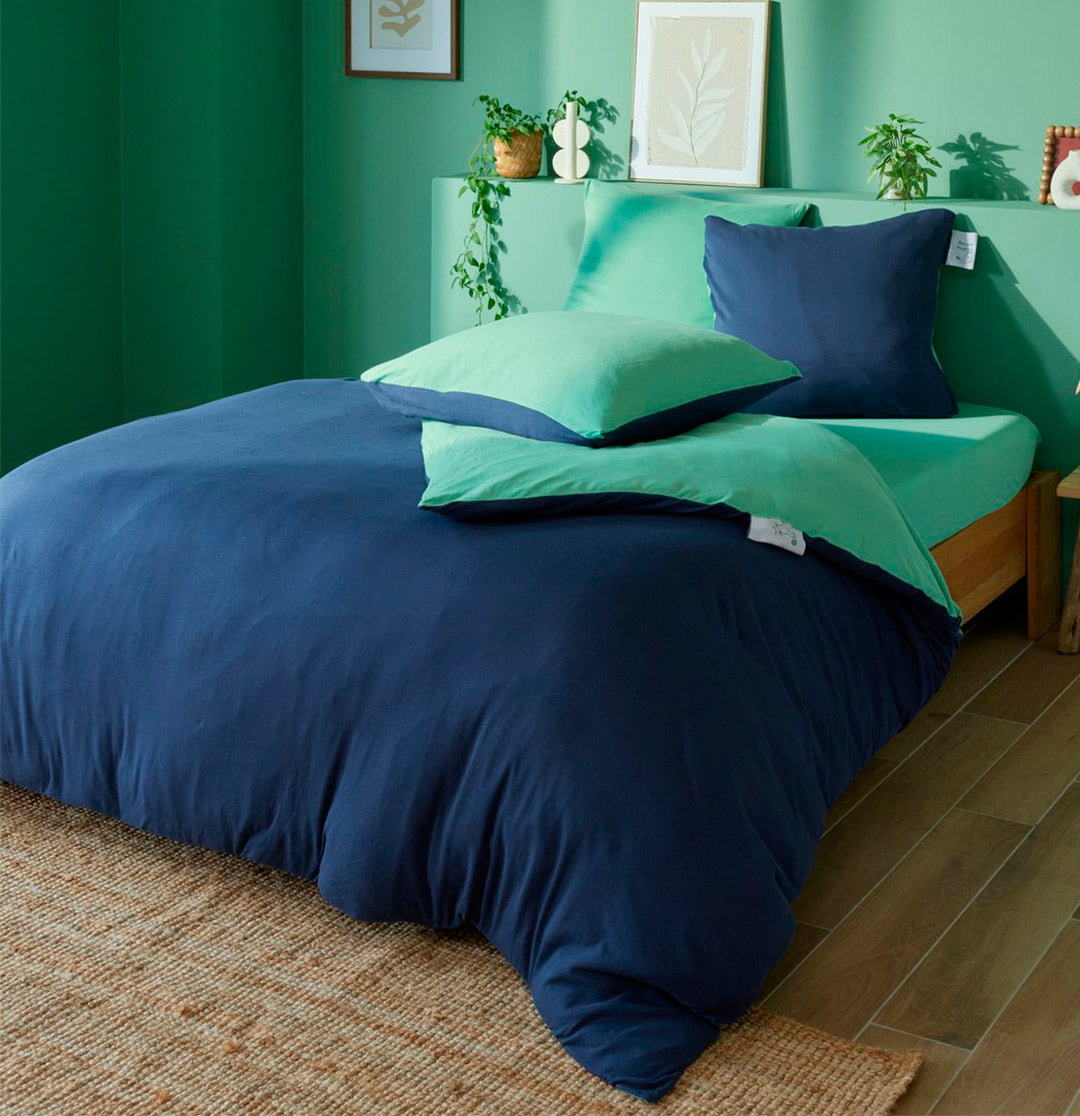 Plain jersey duvet cover and pillowcase